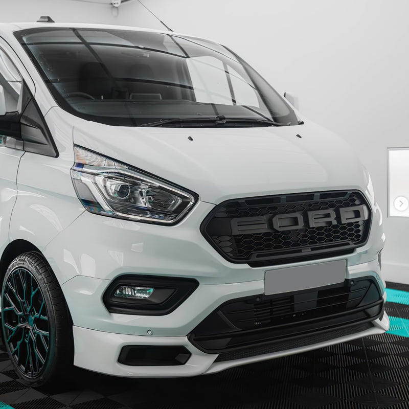 Raptor style grille for Ford Transit Custom 2018–2023 — matte mesh black — Van Parts Supply — view 8