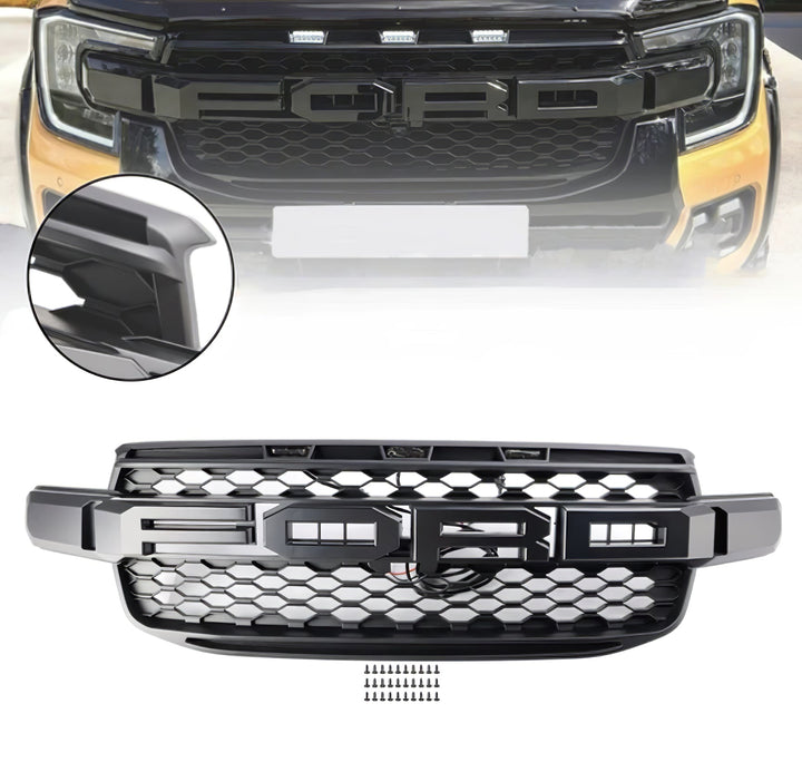 Raptor look radiator grille for Ford Ranger T9 2023–2024 — matte black — Van Parts Supply — view 5