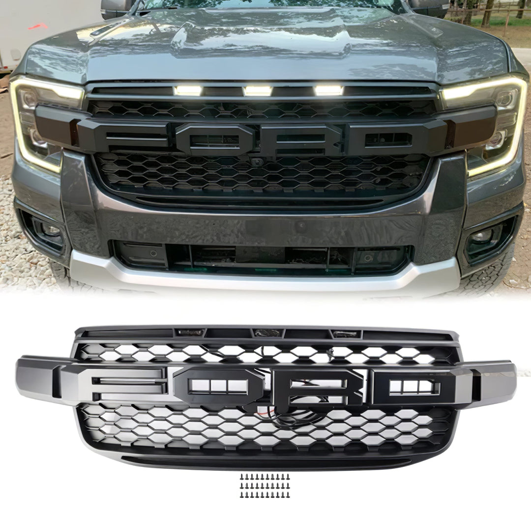 Raptor look radiator grille for Ford Ranger T9 2023–2024 — matte black — Van Parts Supply — view 6