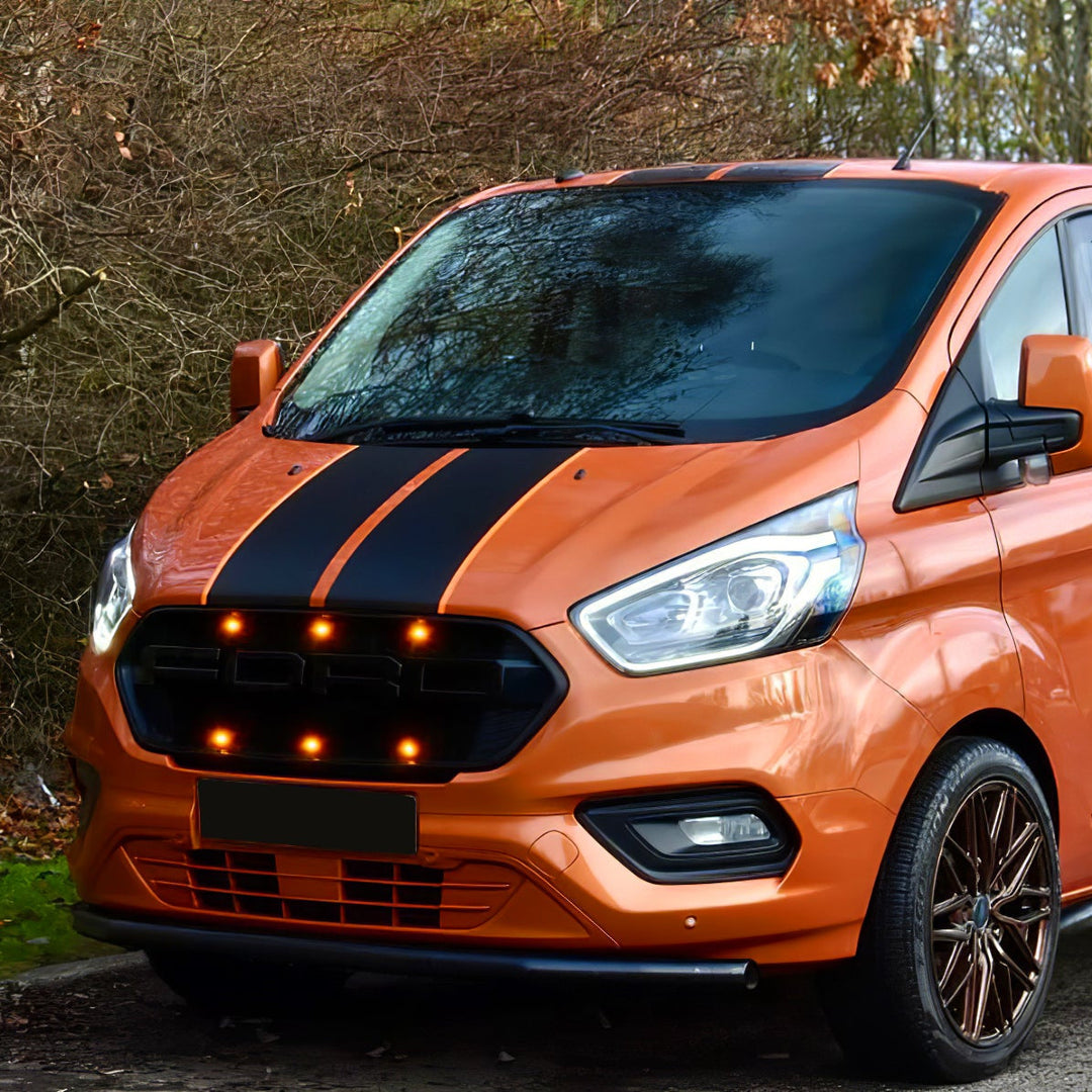 Raptor style grille for Ford Transit Custom 2018–2023 — matte mesh black — Van Parts Supply — view 5