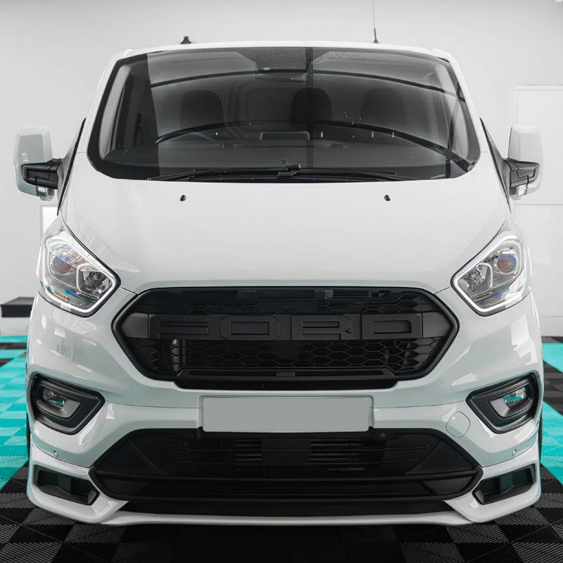Raptor style grille for Ford Transit Custom 2018–2023 — matte mesh black — Van Parts Supply — view 7