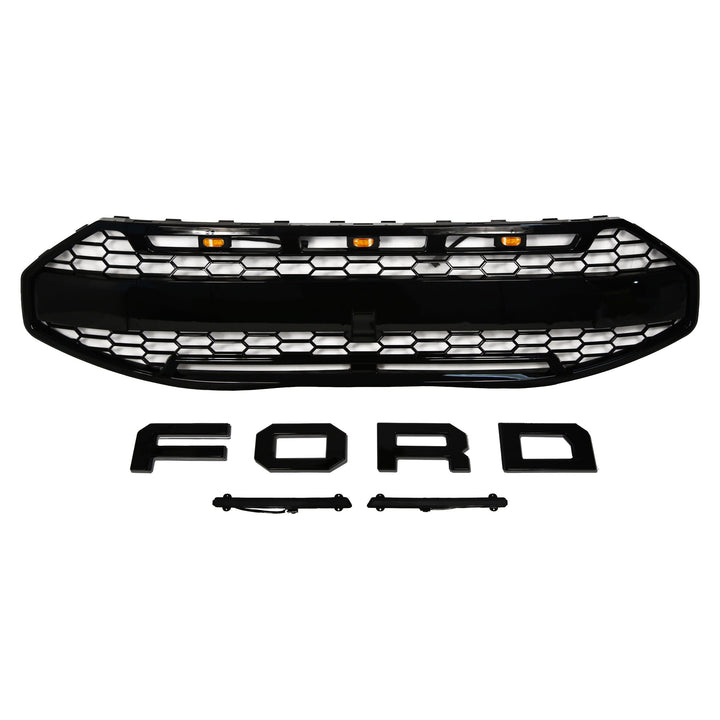 Raptor style front grille for Ford Transit Custom 2024+ — glossy black — Van Parts Supply — view 5