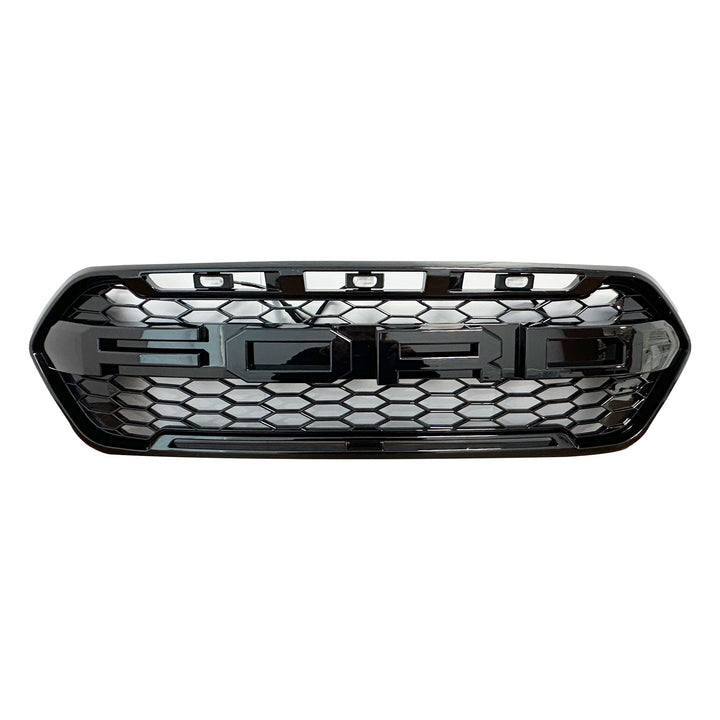 Ford Transit Custom 2018 2023 raptor grille — glossy black front view