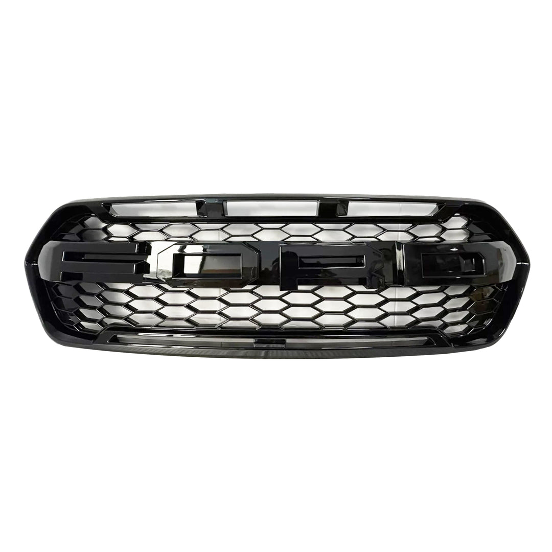 Raptor style grille for Ford Transit Custom 2018–2023 — glossy black — Van Parts Supply