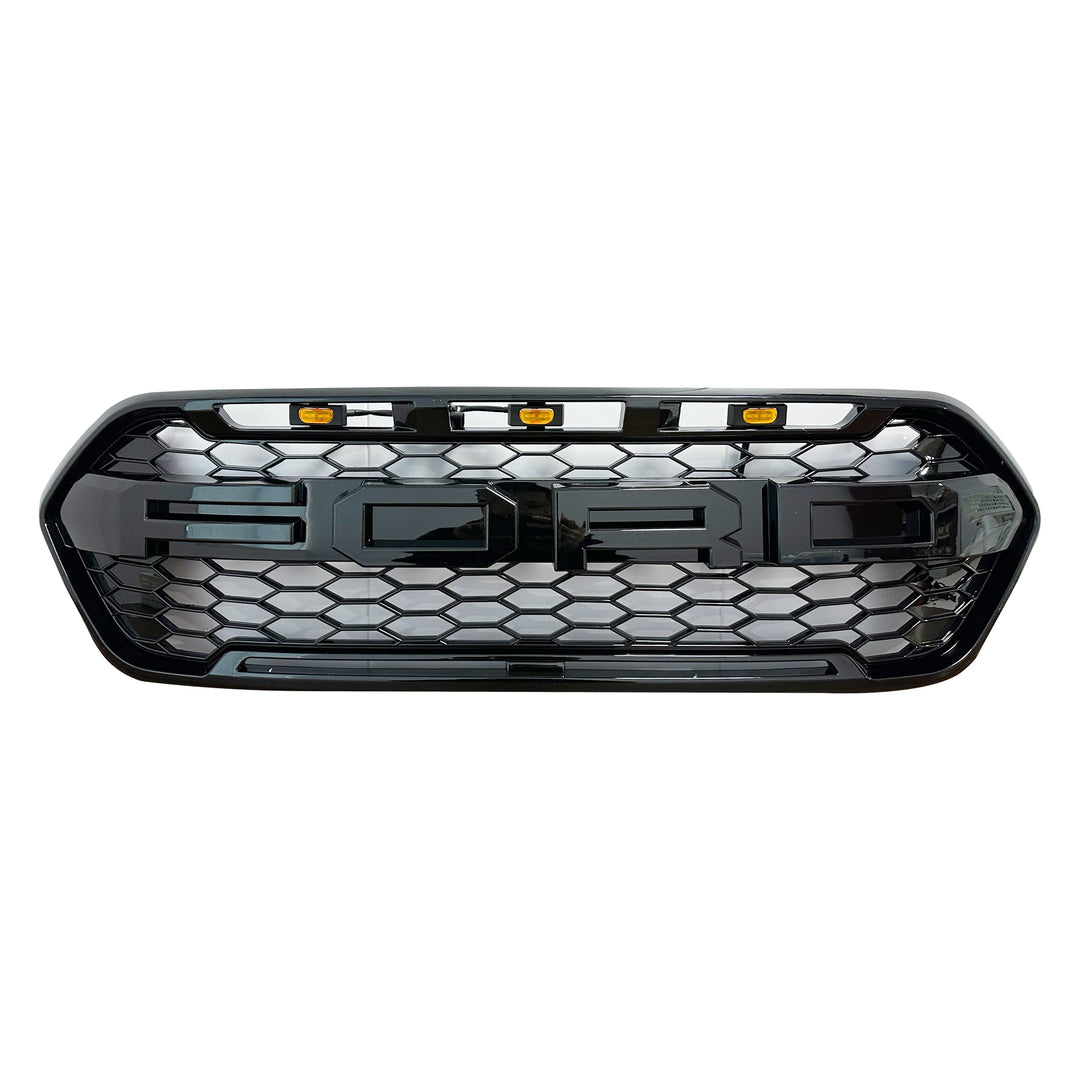Transit Custom MK2 raptor style grille installed — glossy black