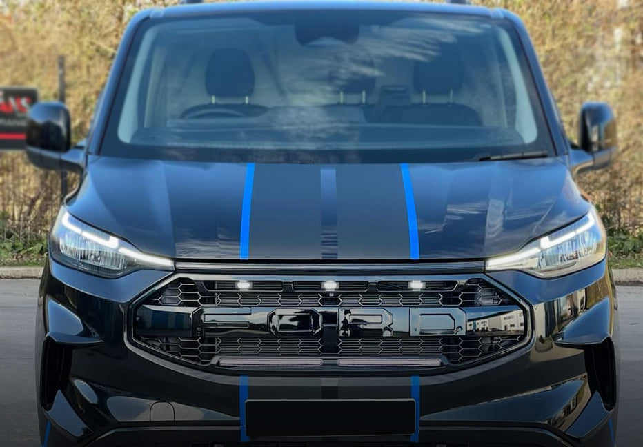 Raptor style front grille for Ford Transit Custom 2024+ — glossy black — Van Parts Supply — view 7