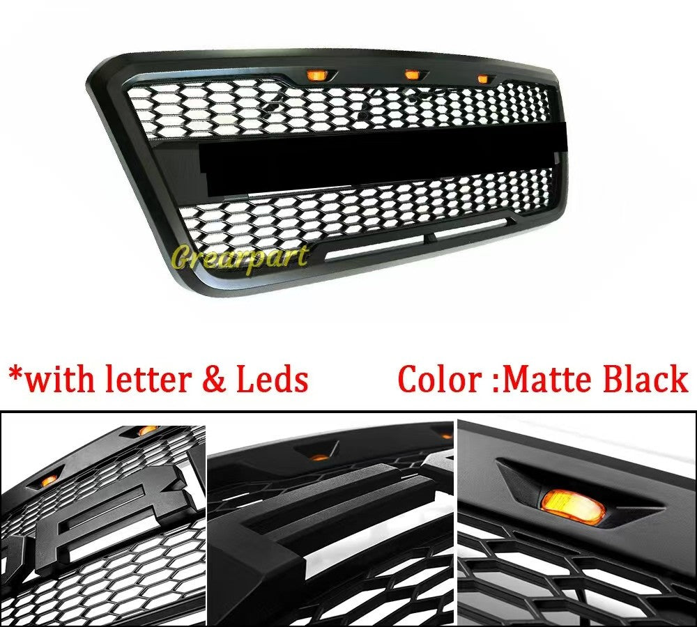 2004-2008 Ford F-150 Raptor Style Front Grille With Amber LED Lights And Lettering - view 2