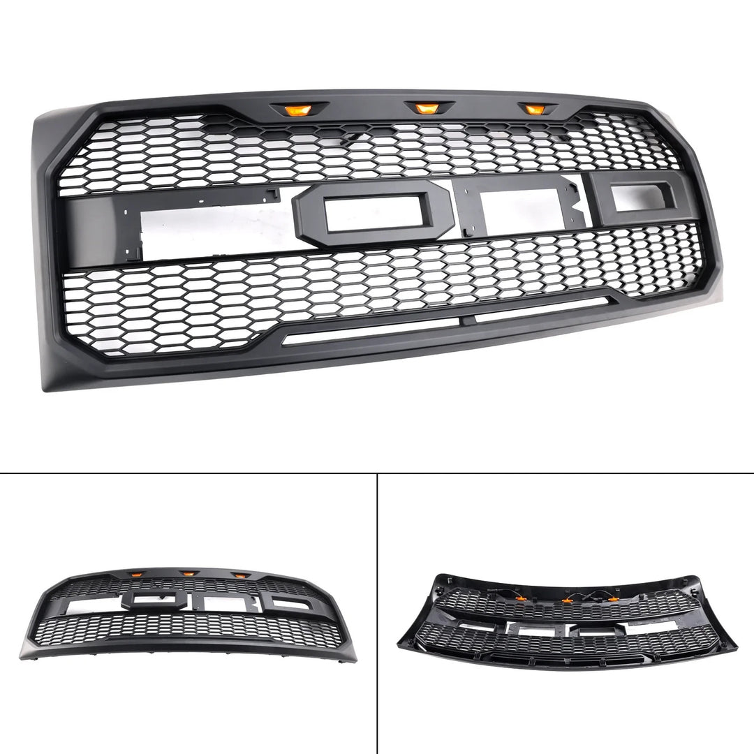 2015-2017 Ford F-150 Raptor Style Front Grille With Amber LED Lights And Lettering - view 2