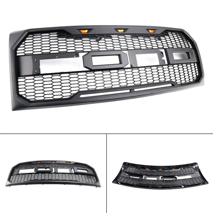 2015-2017 Ford F-150 Raptor Style Front Grille With Amber LED Lights And Lettering - view 2