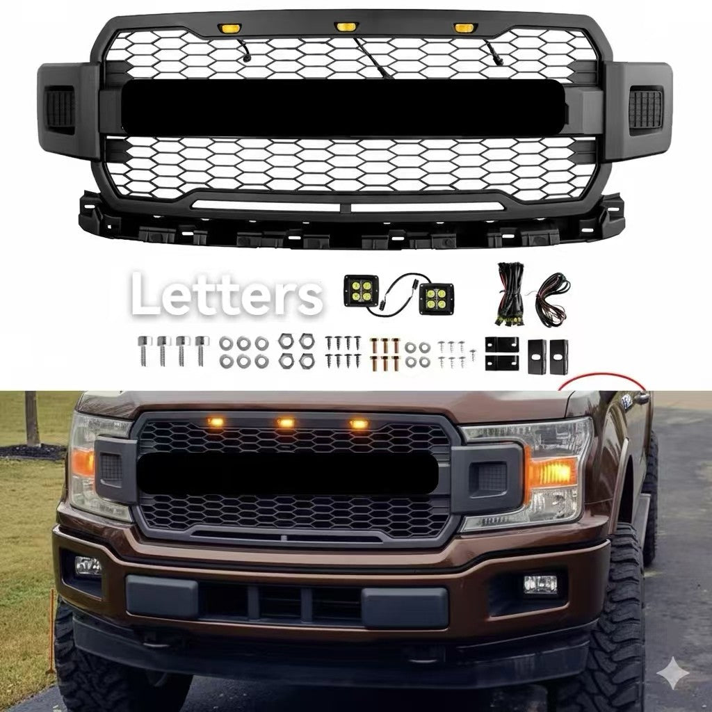 2018-2020 Ford F-150 Raptor Style Front Grille With Amber LED Lights - view 2
