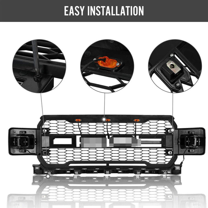 2018-2020 Ford F-150 Raptor Style Front Grille With Amber LED Lights - view 3