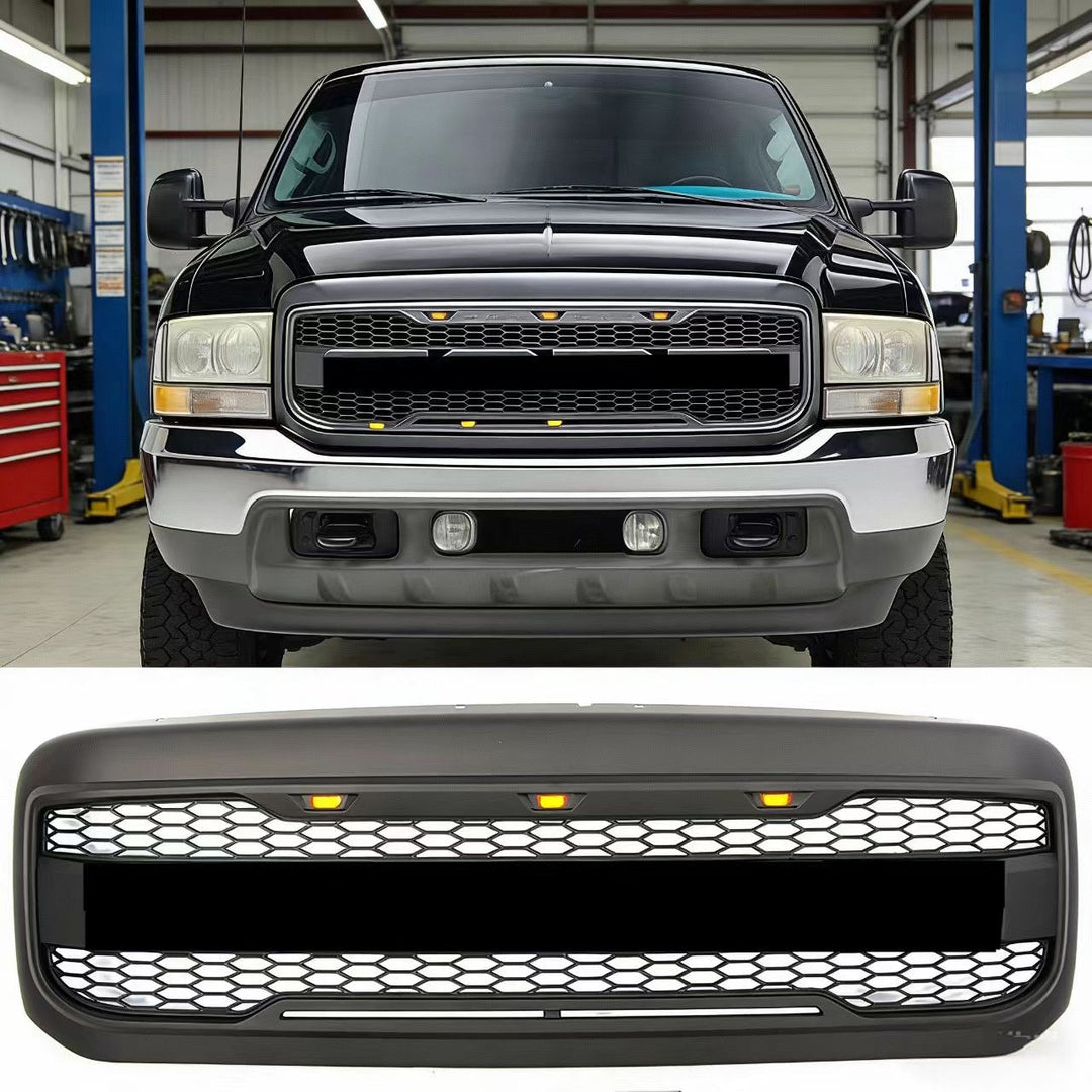 1999-2004 Ford F-250 F-350 F-450 Super Duty Raptor Style Front Grille With Lights - view 1