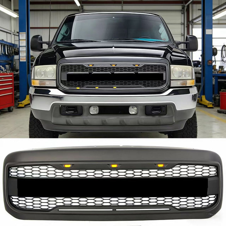 1999-2004 Ford F-250 F-350 F-450 Super Duty Raptor Style Front Grille With Lights - view 1