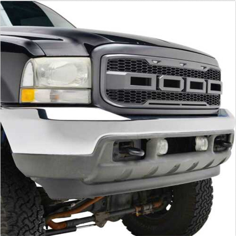 1999-2004 Ford F-250 F-350 F-450 Super Duty Raptor Style Front Grille With Lights - view 5