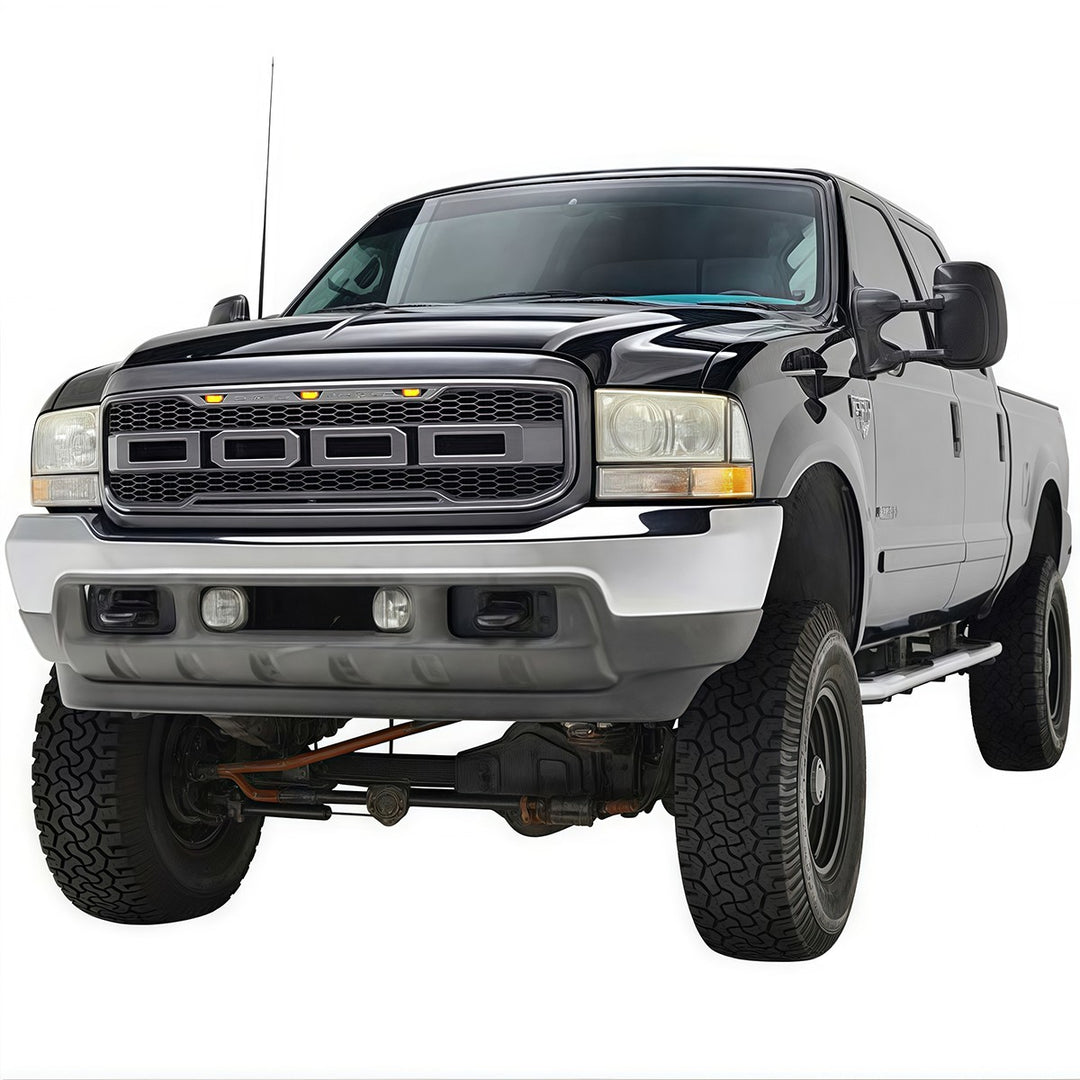 1999-2004 Ford F-250 F-350 F-450 Super Duty Raptor Style Front Grille With Lights - view 6