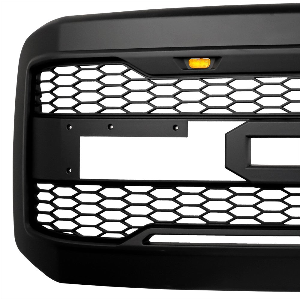 2005-2007 Ford F-250 F-350 Super Duty Raptor Style Front Grille With Amber LED Lights - view 2