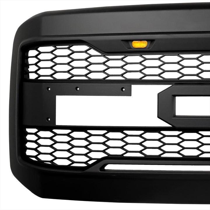 2005-2007 Ford F-250 F-350 Super Duty Raptor Style Front Grille With Amber LED Lights - view 2