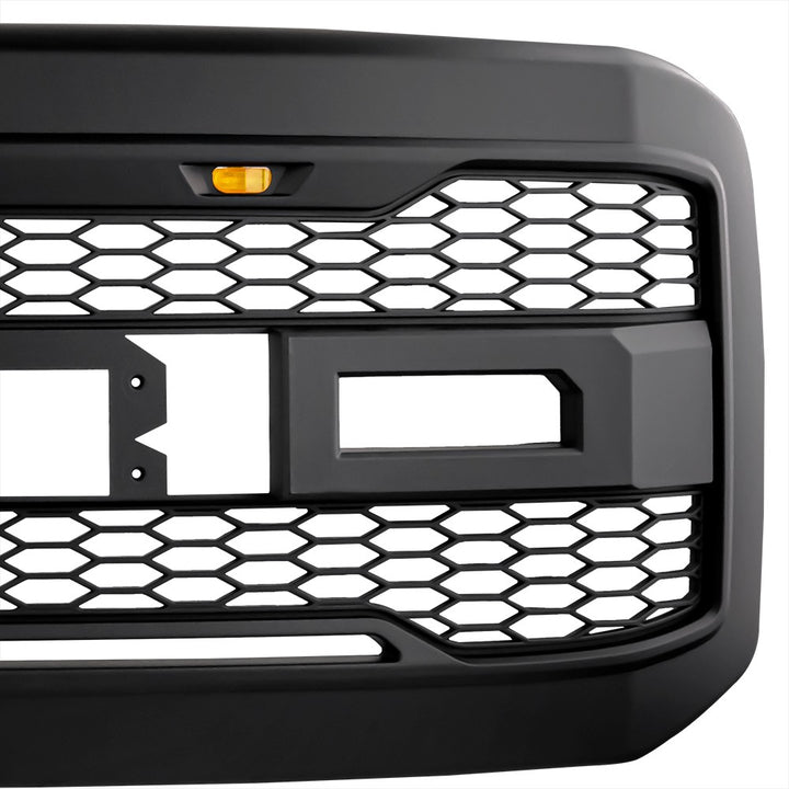 2005-2007 Ford F-250 F-350 Super Duty Raptor Style Front Grille With Amber LED Lights - view 4
