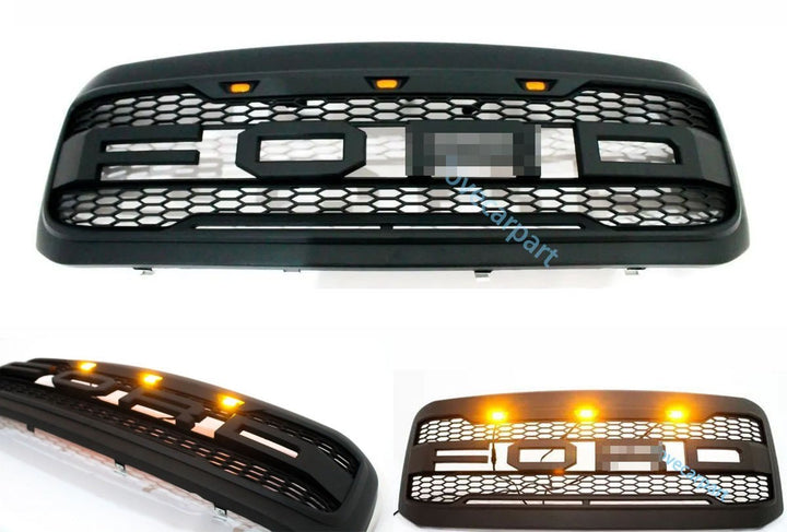 2005-2007 Ford F-250 F-350 Super Duty Raptor Style Front Grille With Amber LED Lights - view 7