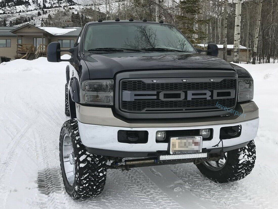 2005-2007 Ford F-250 F-350 Super Duty Raptor Style Front Grille With Amber LED Lights - view 9
