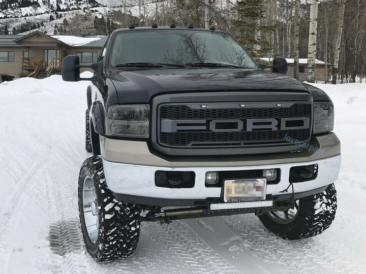 2005-2007 Ford F-250 F-350 Super Duty Raptor Style Front Grille With Amber LED Lights - view 9