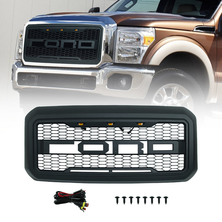 2012-2016 Ford F-250 Super Duty Raptor Style Front Grille In Matte Black - view 2