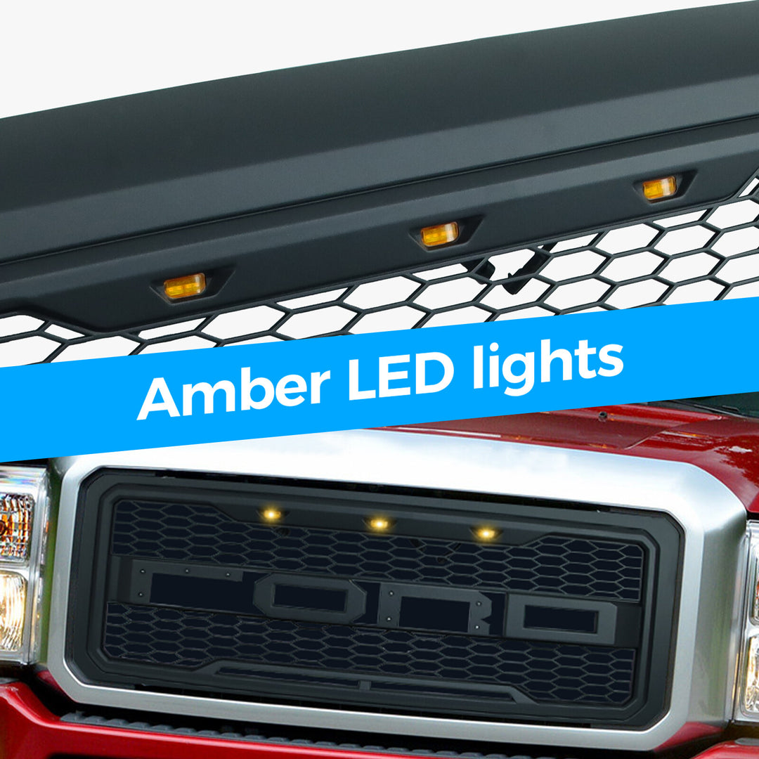 2012-2016 Ford F-250 Super Duty Raptor Style Front Grille In Matte Black - view 11