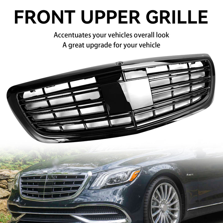 Black radiator grille for Mercedes S-Class W222 S500 550 S600 14-20 without ACC