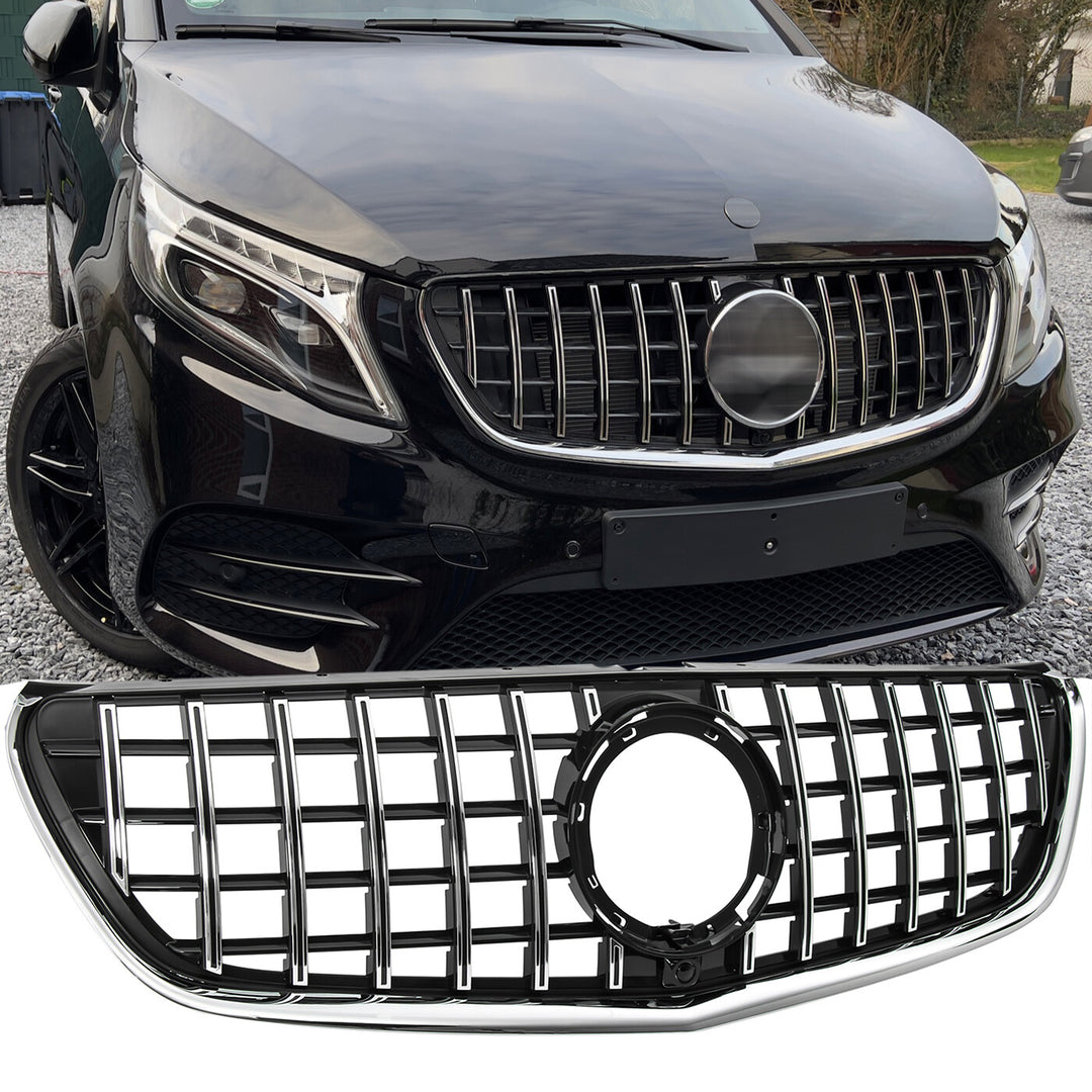 GT Panamericana Grill suitable for Mercedes V-Class W447 from 2019 onwards, silver and black