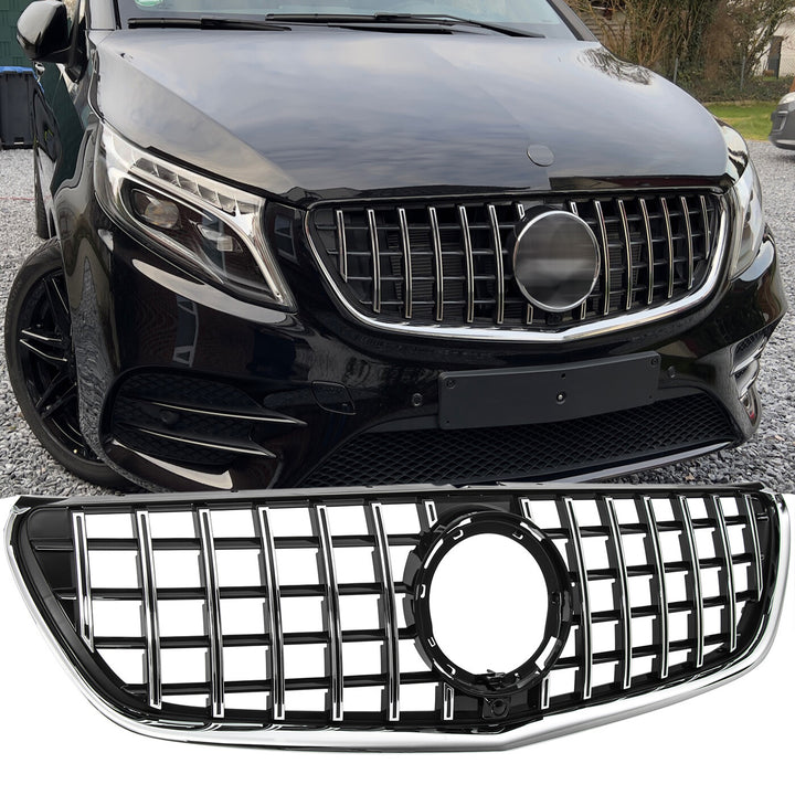 GT Panamericana Grill suitable for Mercedes V-Class W447 from 2019 onwards, silver and black