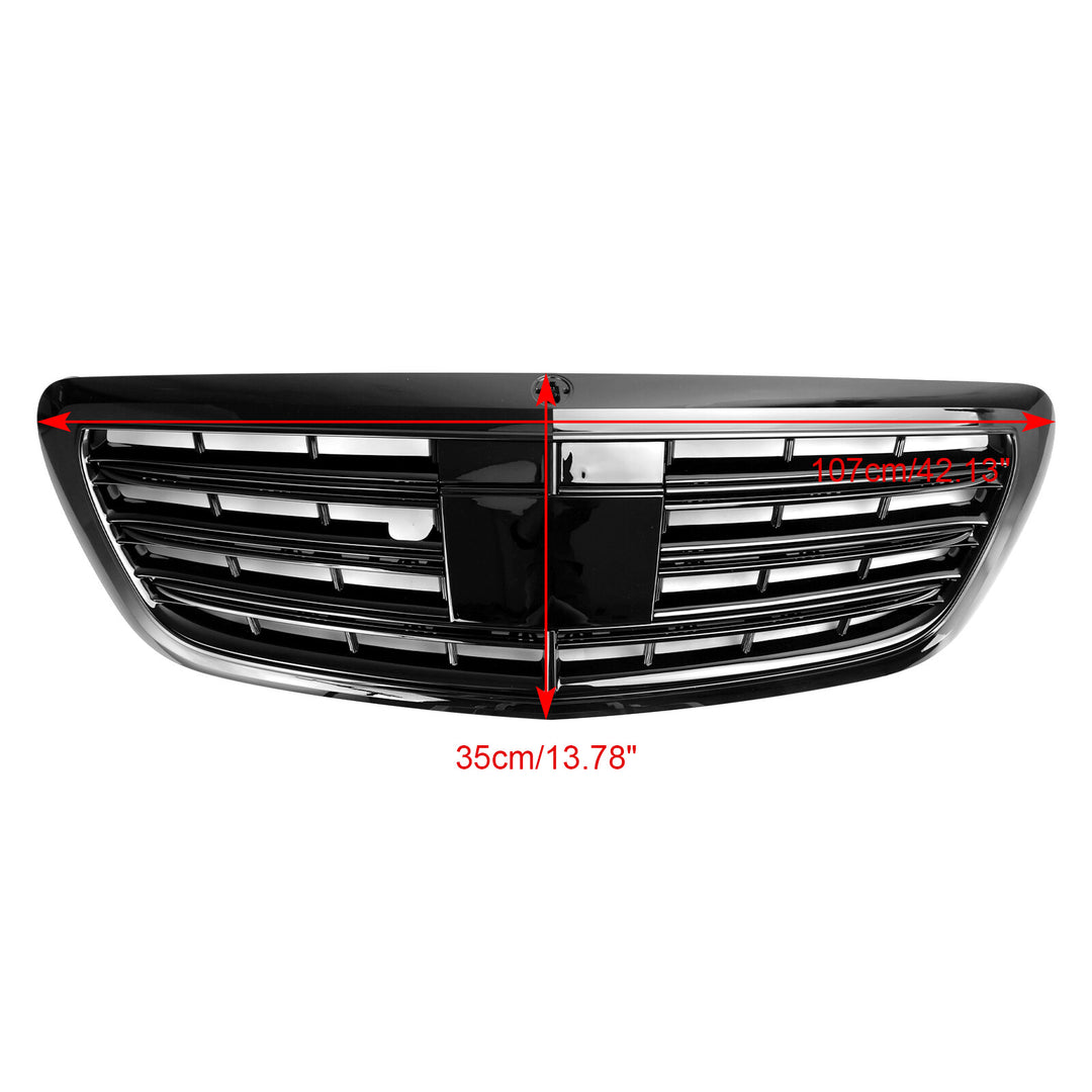 Black radiator grille for Mercedes S-Class W222 S500 550 S600 14-20 without ACC