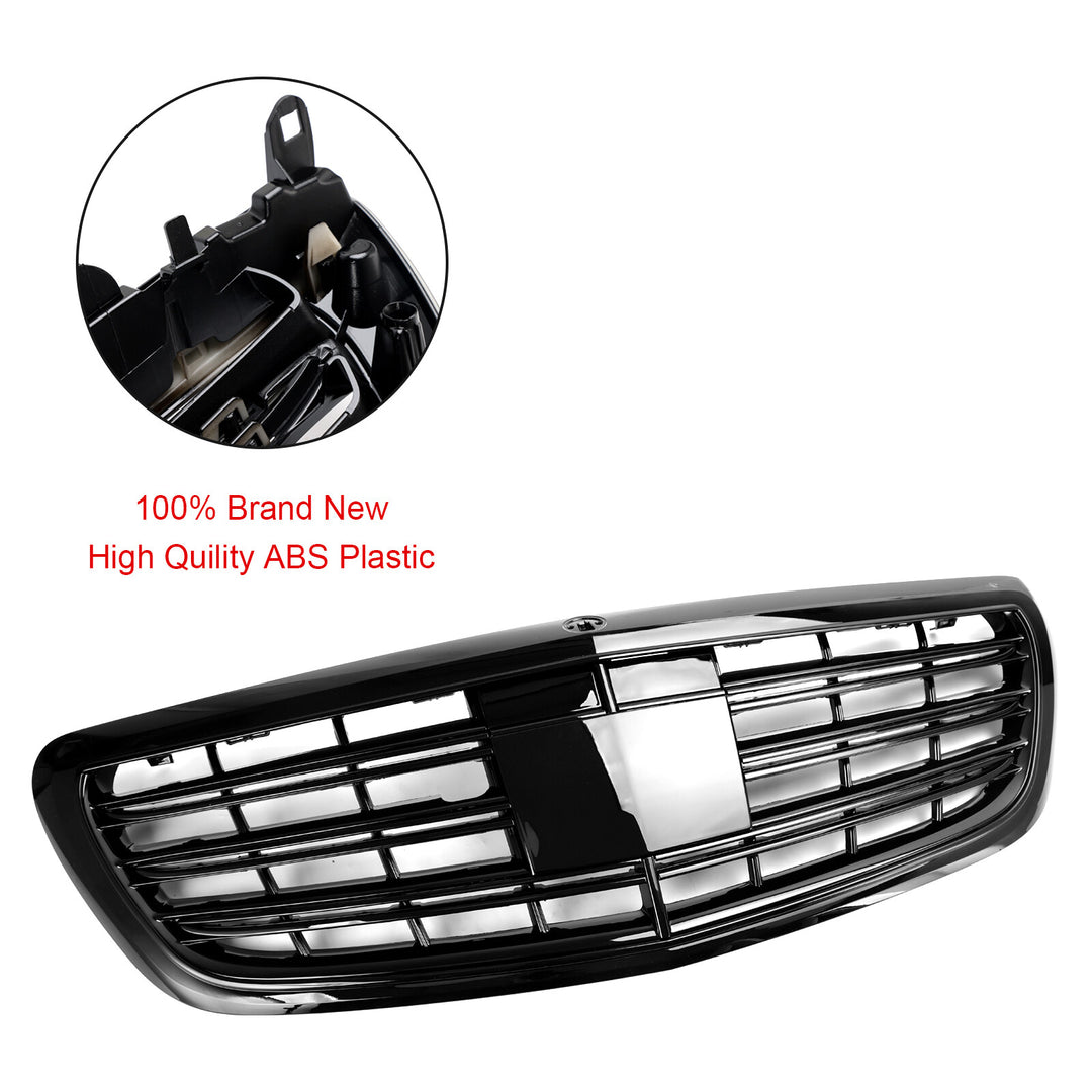 Black radiator grille for Mercedes S-Class W222 S500 550 S600 14-20 without ACC