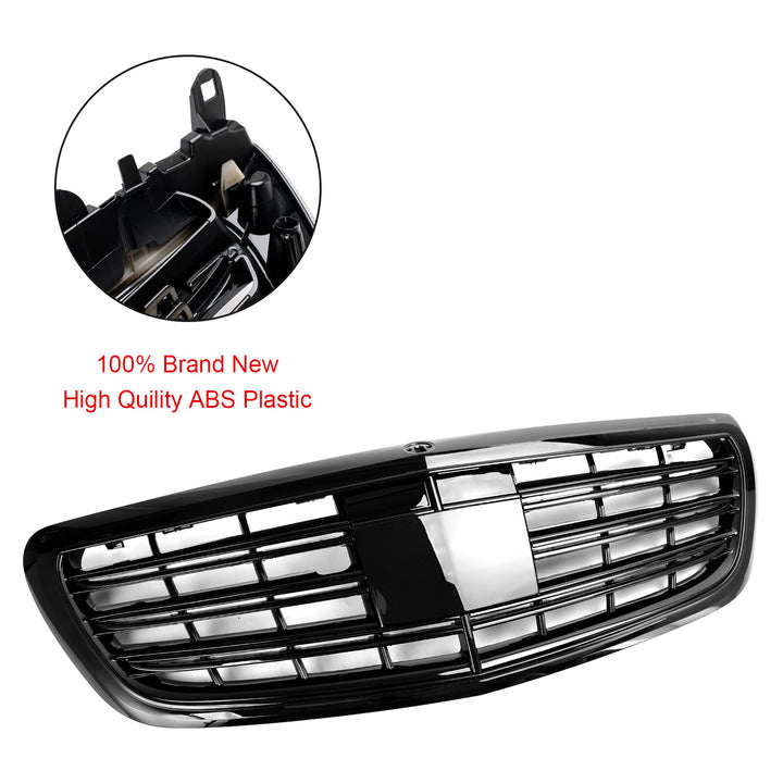 Black radiator grille for Mercedes S-Class W222 S500 550 S600 14-20 without ACC