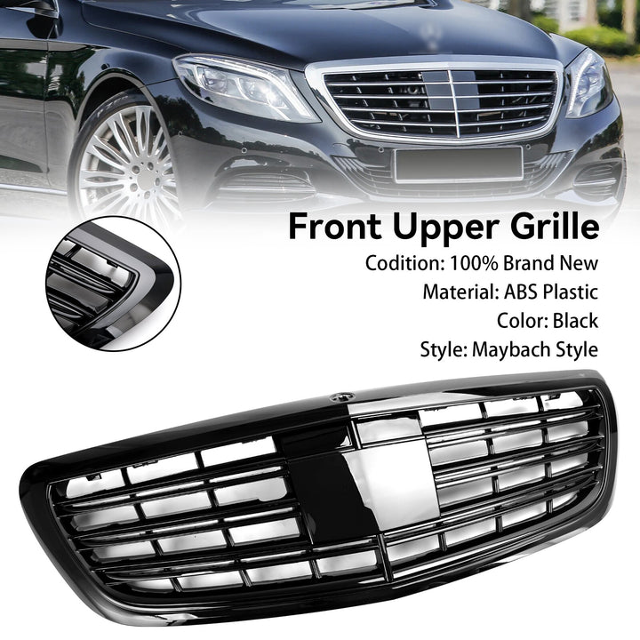 Black radiator grille for Mercedes S-Class W222 S500 550 S600 14-20 without ACC