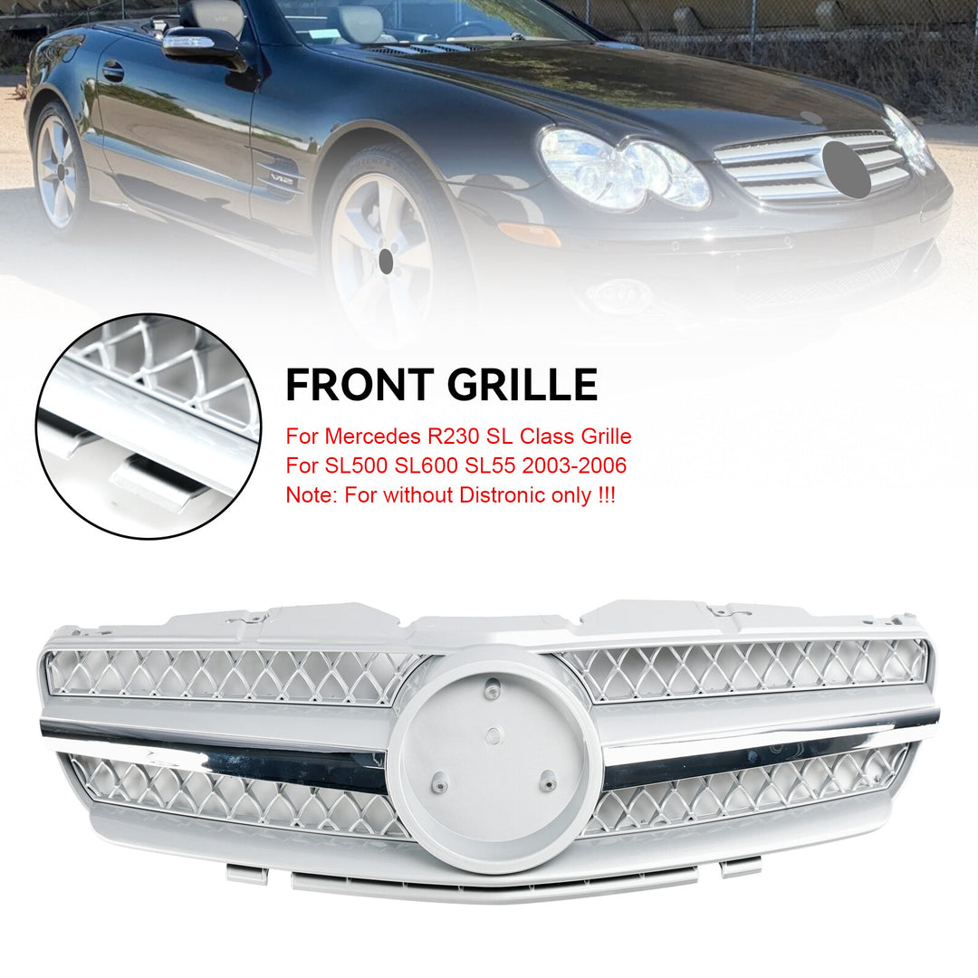 Radiator grille + star front grille for Mercedes R230 SL500 SL600 2003-2006 1 Fin