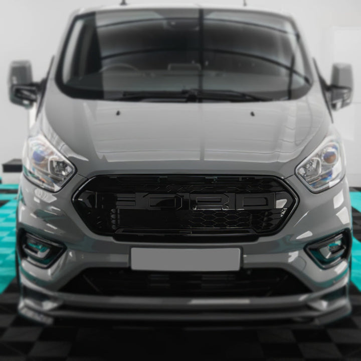 Raptor style grille for Ford Transit Custom 2018–2023 — glossy black — Van Parts Supply — view 5